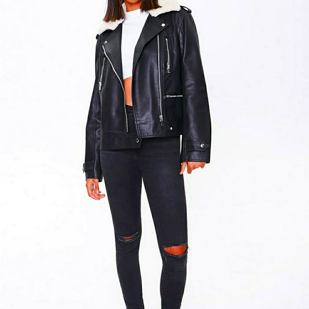 New Women Moto leather jacket